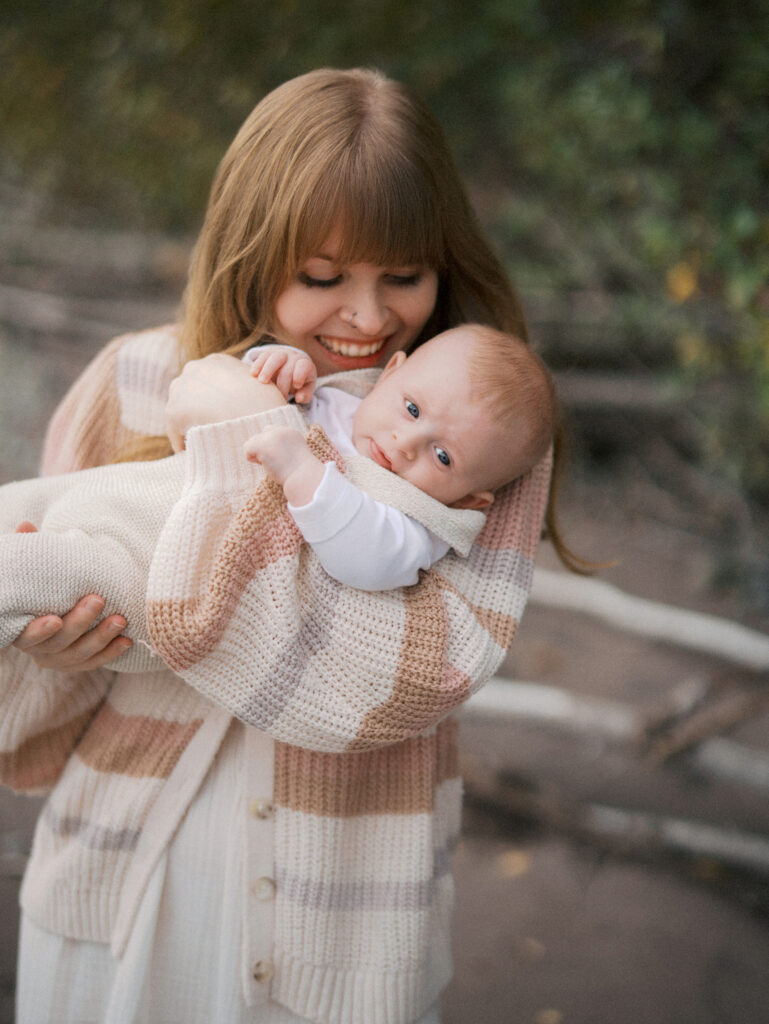 Mom holding his son for a family session in Squamish, BC